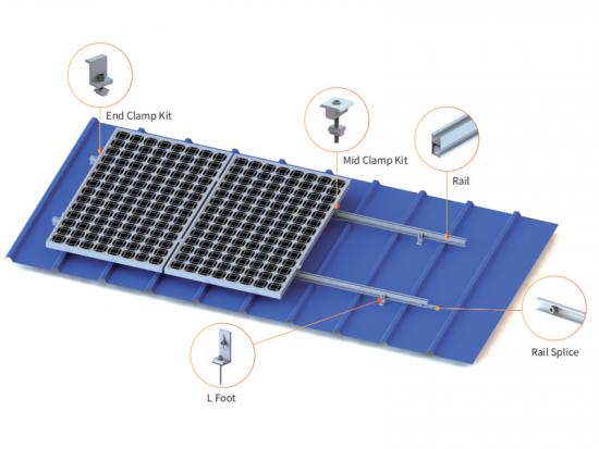 support de pied en l pour système de montage de toit en tôle solaire
