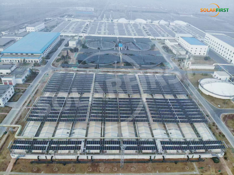 Zibo Shandong 1.9MWc Système de montage flexible - Projet d'usine d'élimination des eaux usées